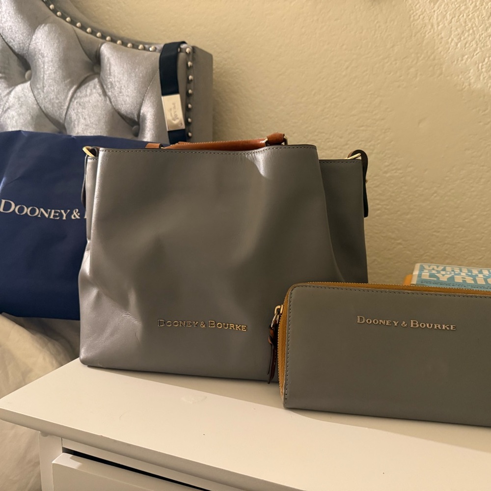 Dooney & Bourke Gray Handbag and Wallet Set